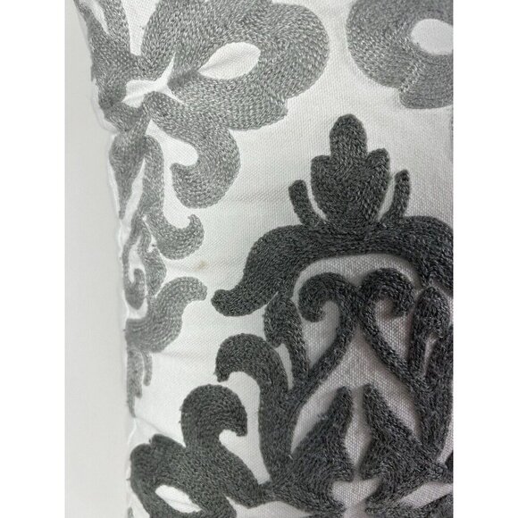 Urban barn Embroidery Pillow Cover 18x18 Grey White Charcoal Boho - Picture 3 of 10